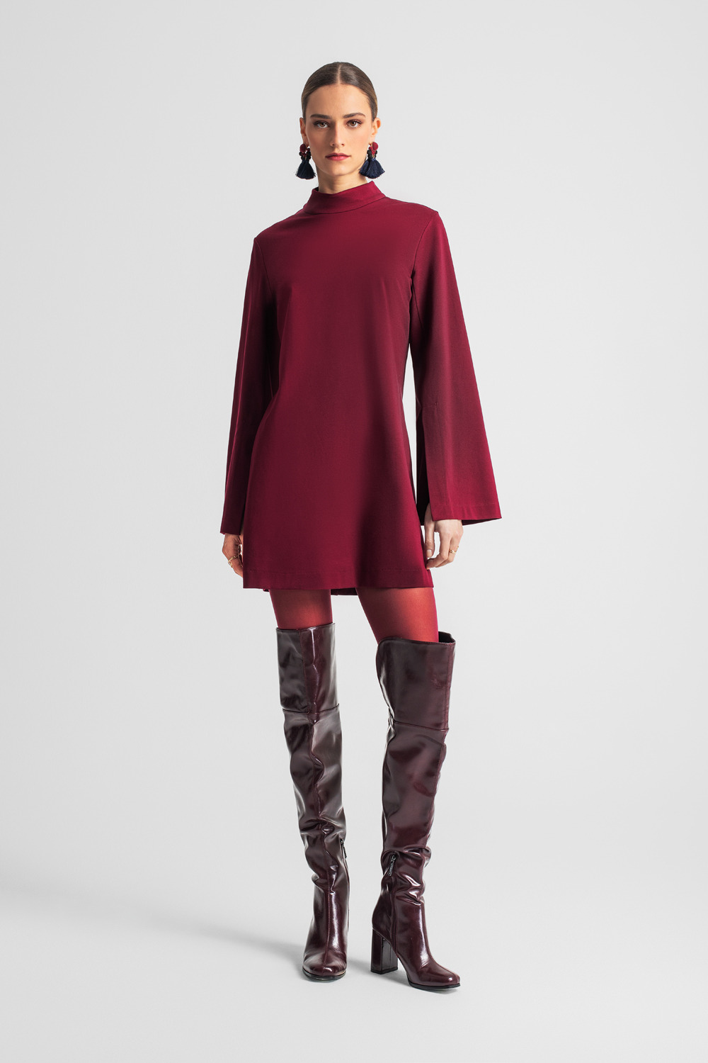 Moutaki Bordeaux Mini Dress