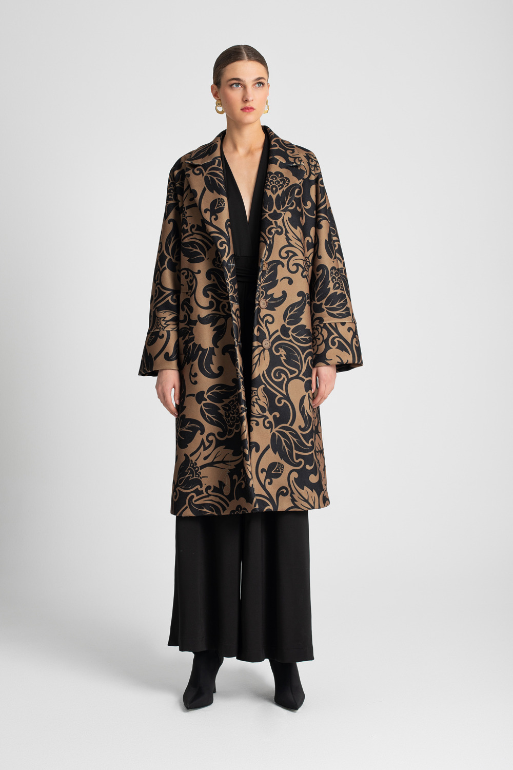 Moutaki Mocha Floral Printed Coat