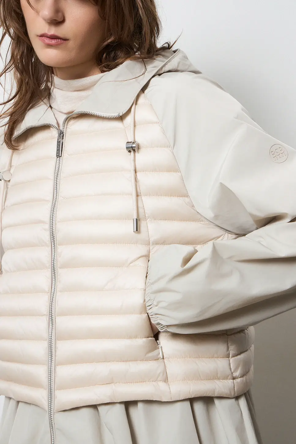 BSB Puffer Jacket με Συνδυασμό Υφασμάτων Βανίλια (1)