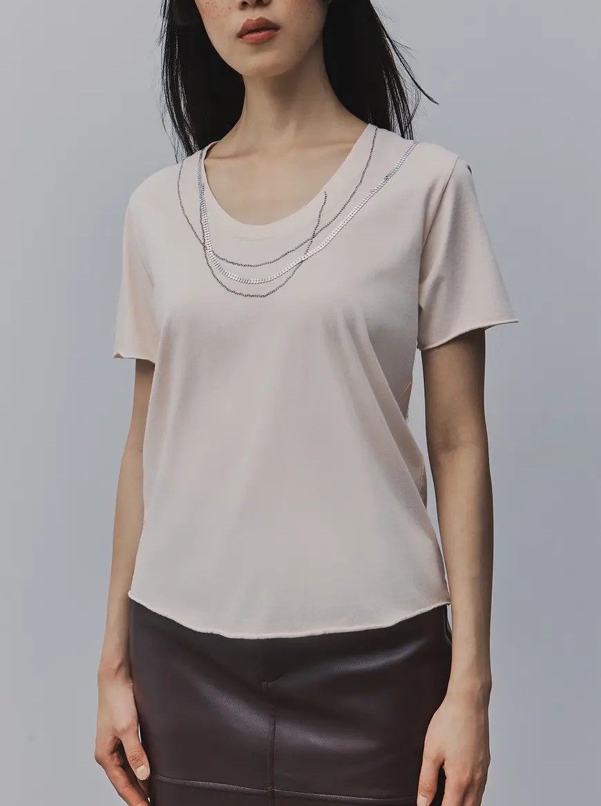 BSB Κοντομάνικη Μπλούζα με Τύπωμα Αλυσίδα Βανίλια (2)