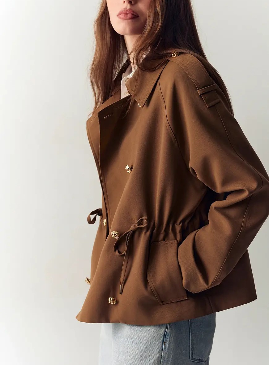 BSB Κοντό Mπουφάν με Δέσιμο στη Μέση Σοκολάτα (1)